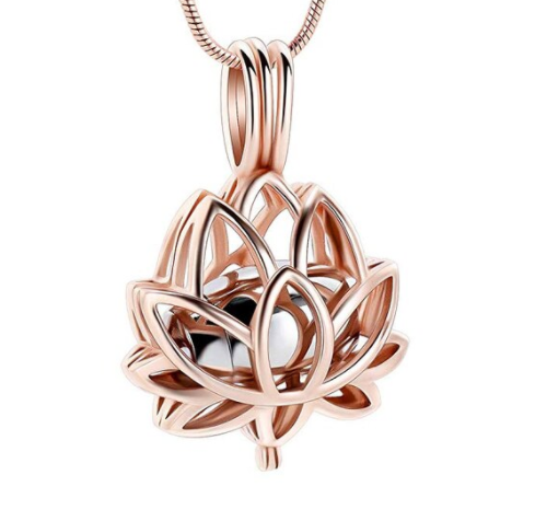 Pendentif Lotus avec mini urne cendre - Urne Cinéraire Lambert