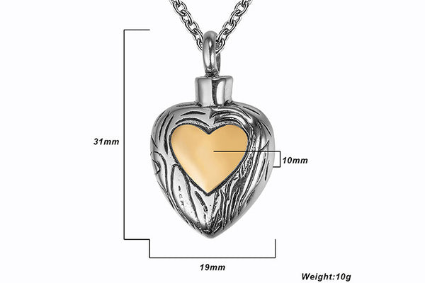 Pendentif en forme de coeur plaqué or cendre - Urne Cinéraire Lambert