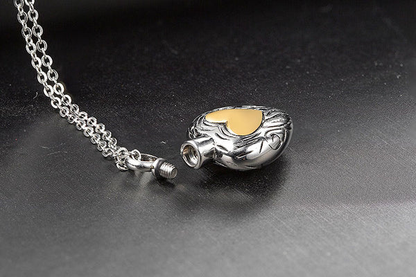 Pendentif en forme de coeur plaqué or cendre - Urne Cinéraire Lambert