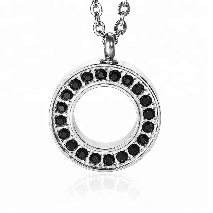 Pendentif anneau de pierre noir cendre - Urne Cinéraire Lambert