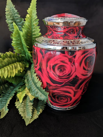 URNE FUNÉRAIRE À MOTIF DE ROSES