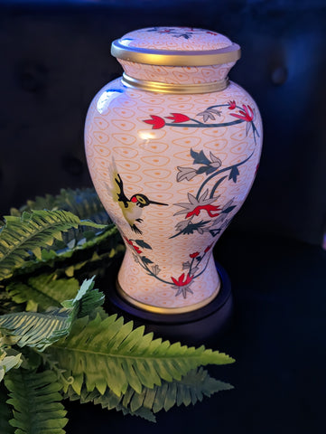 URNE COLIBRI ET FLEURS