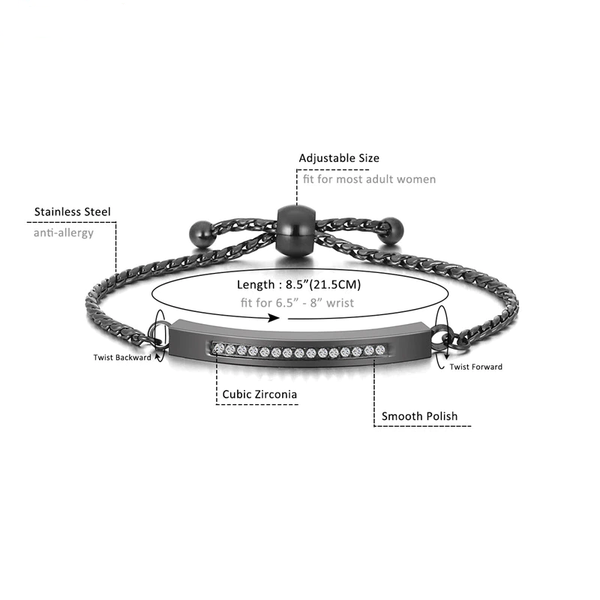 Bracelet en acier inoxydable, porte-cendres, avec zircon cendre - Urne Cinéraire Lambert